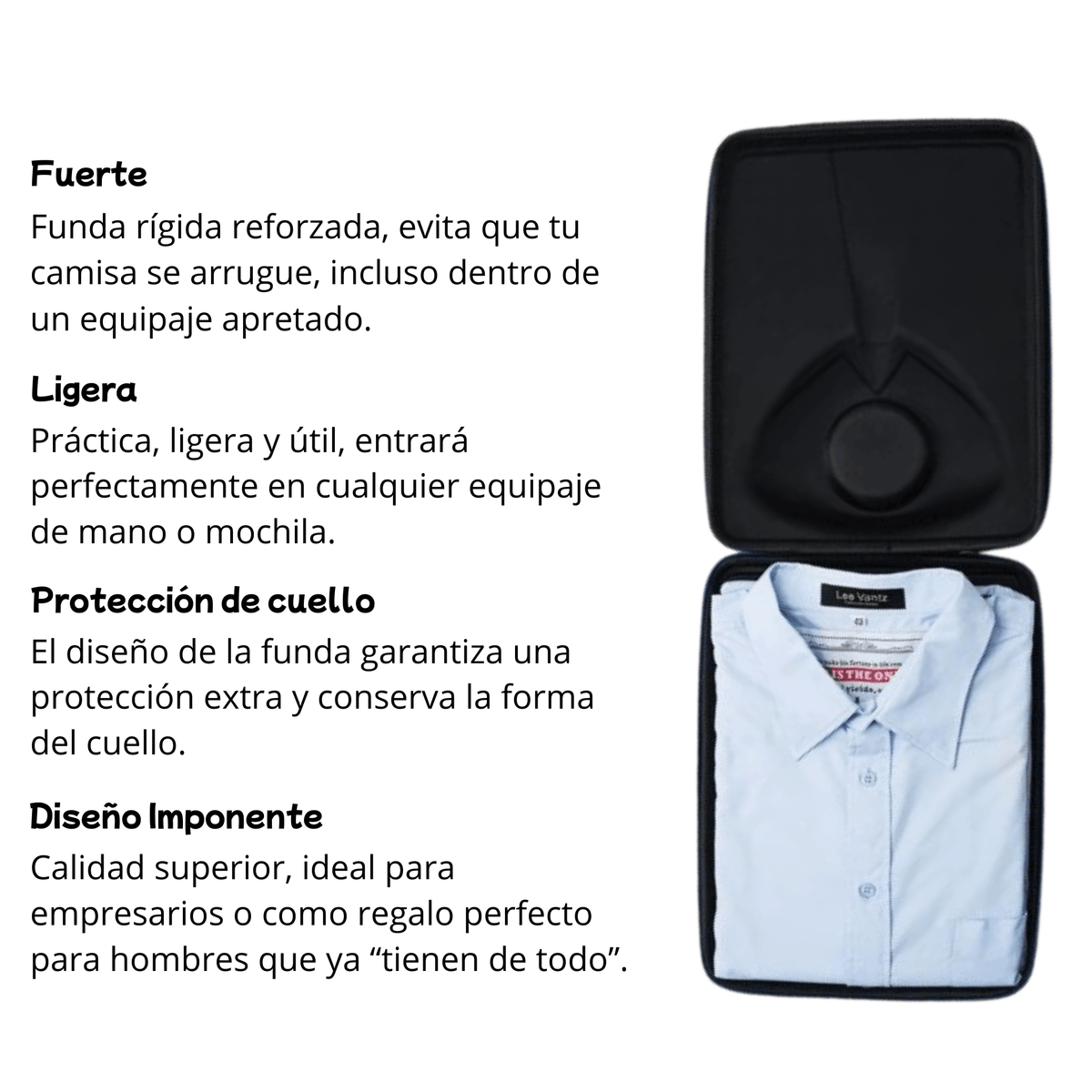 Caracteristicas portacamisas y imagen del interior