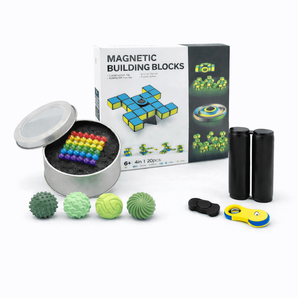 Productos del Kit : cubo minibolas magneticas, spinner cubo magnético, bolas magnéticas de Silicona, Roller y giradedo