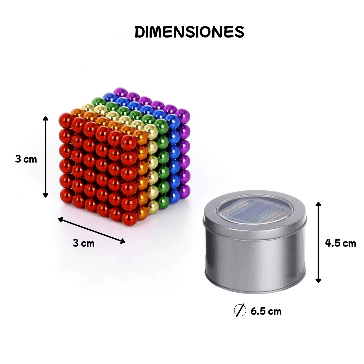 tamaño de bolas y de estuche