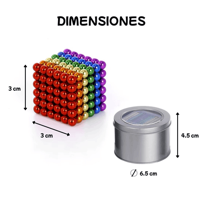 Dimensiones de las minibolas y la caja 